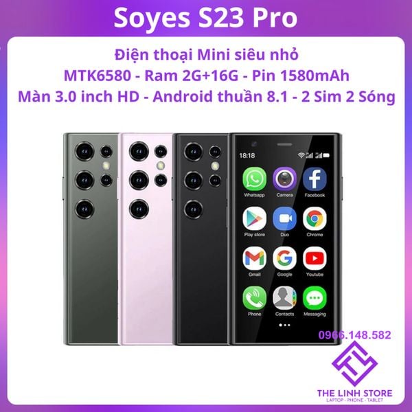 Điện thoại mini Soyes S23 Pro màn 3.0 inch - Ram 2G 16G Android thuần 8.1