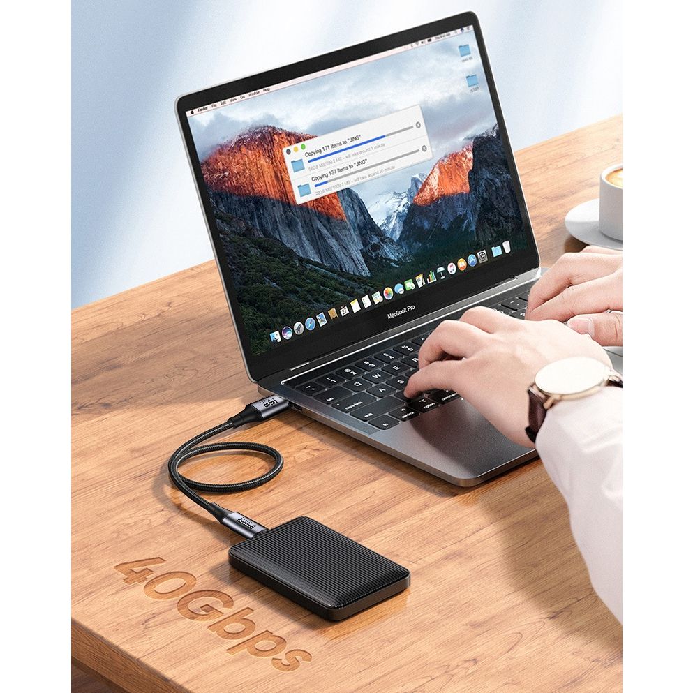 Cáp Type-C Thunderbolt 4 hỗ trợ xuất hình 8K 60Hz / 40Gbps / Sạc nhanh 100W dài 1.2 Mét