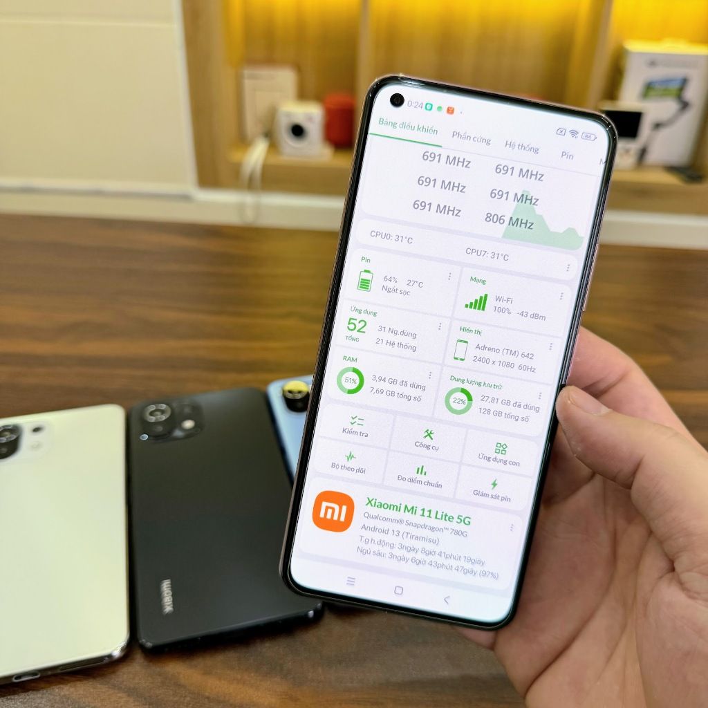 Điện thoại Xiaomi Mi 11 Lite 5G Rom Quốc tế tiếng Việt - Snapdragon 780G ram 8G 128G