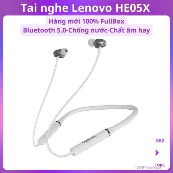 Tai Nghe Lenovo HE05X Thể thao nhét tai không dây - Bluetooth 5.0 Pin tốt, có mic