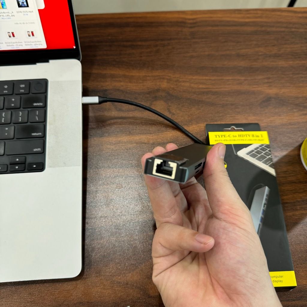 Cáp chuyển Hub Type C C8 đa năng 8 Cổng có cổng LAN RJ45 tốc độ truyền mạng 100Mbps