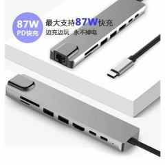 Cáp chuyển Hub Type C C8 đa năng 8 Cổng có cổng LAN RJ45 tốc độ truyền mạng 100Mbps