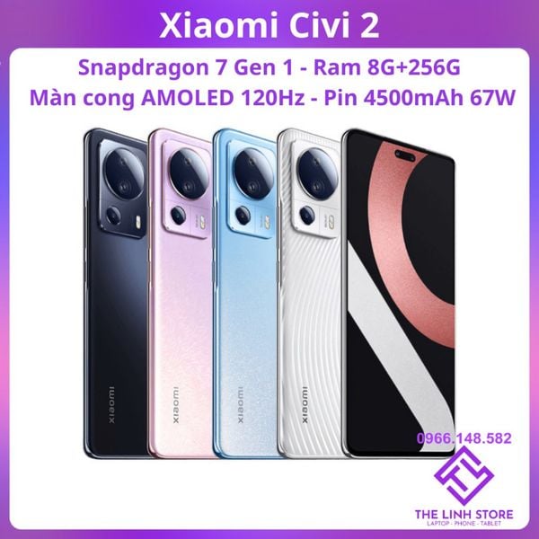 Điện thoại Xiaomi Civi 2 màn cong AMOLED 120Hz - Snapdragon 7 Gen 1