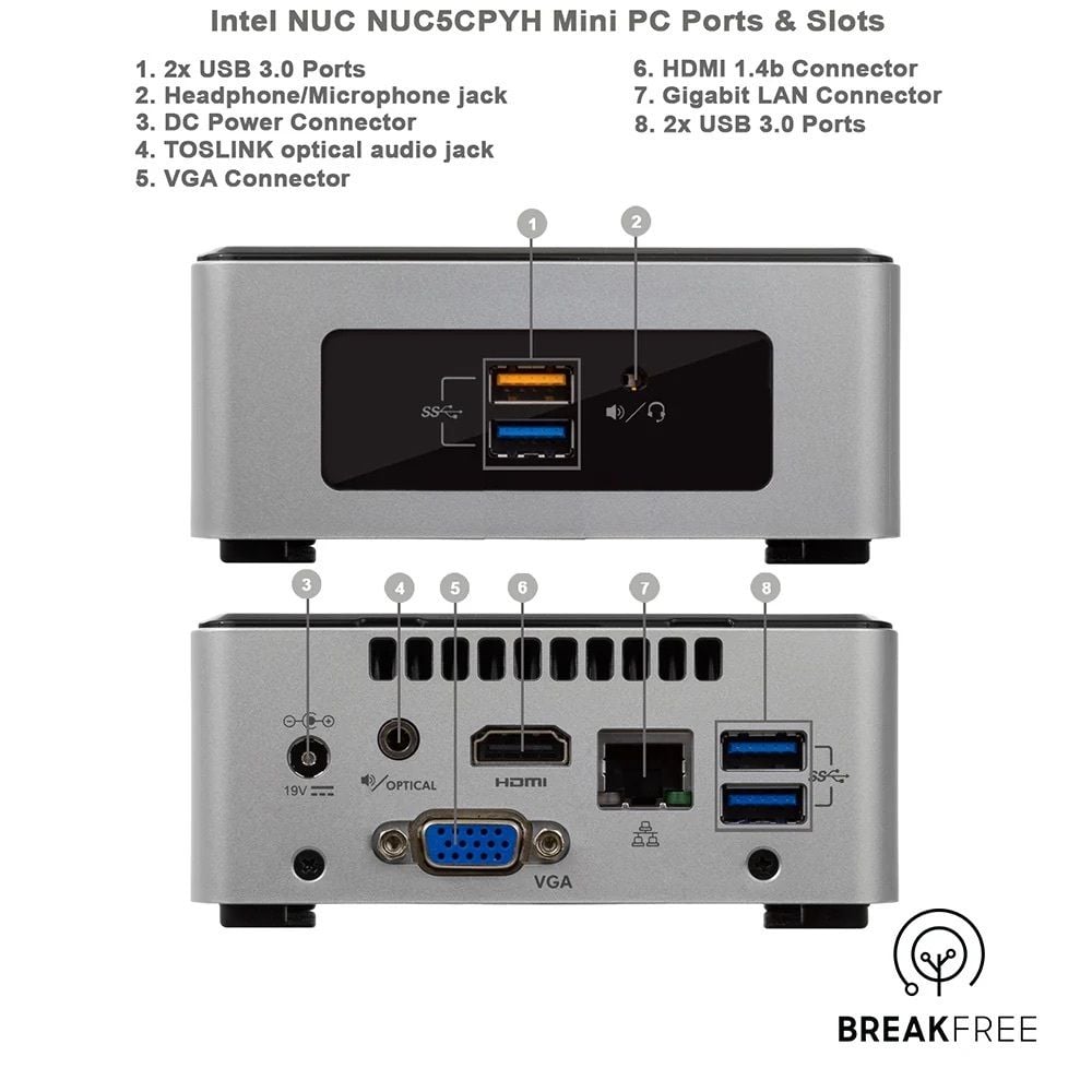 Máy tính Mini PC Intel NUC NUC5CPYH - Intel N3050 Ram 8G SSD 128G