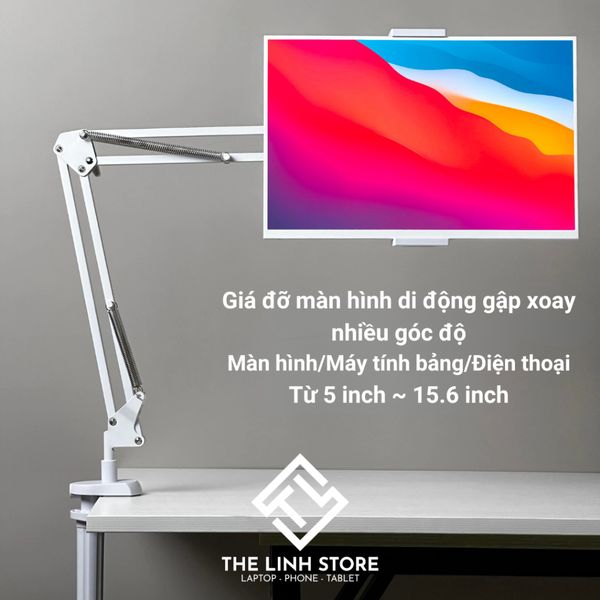 Giá đỡ tay nâng cho Màn hình di động, máy tính bảng kẹp cố định vào bàn