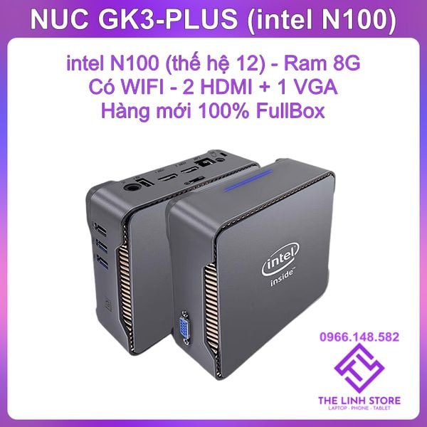 Máy tính Mini PC Intel NUC GK3 Plus mới FullBox - intel N100 thế hệ 12 ram 16G 512G