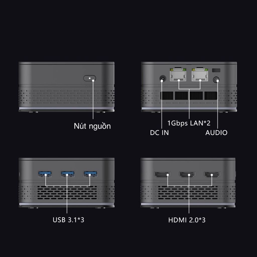 Máy tính Mini PC Intel NUC T9 Plus mới FullBox - intel N100 thế hệ 12 ram 16G Có LED