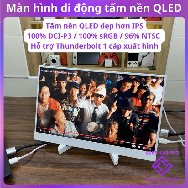 Màn hình di động tấm nền QLED xuất hình Type-C 100%sRGB 100%DCI-P3 96%NTSC