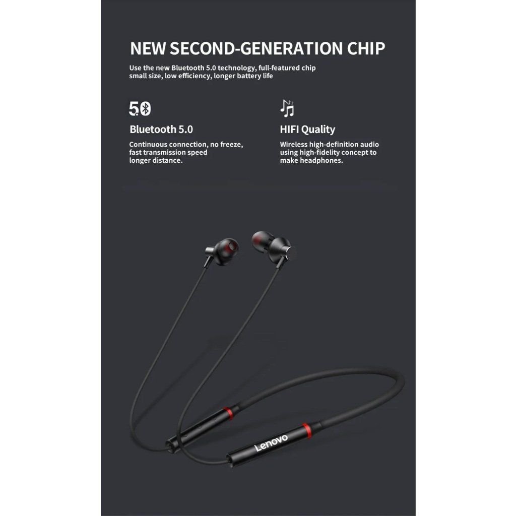 Tai Nghe Lenovo HE05X Thể thao nhét tai không dây - Bluetooth 5.0 Pin tốt, có mic