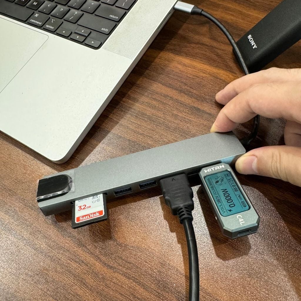 Cáp chuyển Hub Type C C8 đa năng 8 Cổng có cổng LAN RJ45 tốc độ truyền mạng 100Mbps