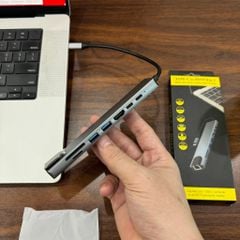 Cáp chuyển Hub Type C C8 đa năng 8 Cổng có cổng LAN RJ45 tốc độ truyền mạng 100Mbps