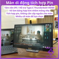 Màn hình di động DXOP có tích hợp Pin 13 15 inch IPS - Không cần cấp nguồn