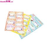 Set Nhãn Vở 18 Môn Học, Họa Tiết Bắt Mắt 