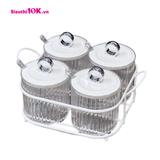  Số 3 - Khay Gia Vị Nhựa Bộ 4 Có Nắp Thìa Khung Sắt 36/T 