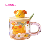  Cốc Thủy Tinh Nắp Sứ Hình Gấu Kèm Thìa 480Ml 60/T 