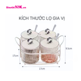  Số 3 - Khay Gia Vị Nhựa Bộ 4 Có Nắp Thìa Khung Sắt 36/T 