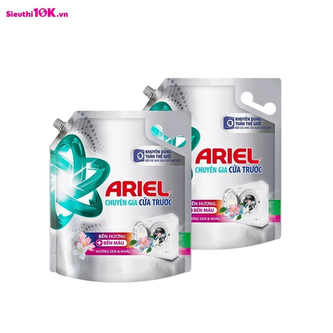  Ariel Nước Giặt Cửa Trước Bền Màu Hương Sen Nhài Túi 1,55Kg 