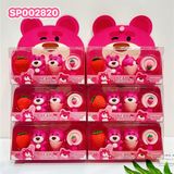  Set 4 Cục Tẩy Bút Chì Hình Gấu Dâu Lotso Hồng Cute 