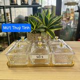  Số 5 - Mứt Thuỷ Tinh Bộ 6 Nắp Nhựa Sần Viền Vàng 20/T 