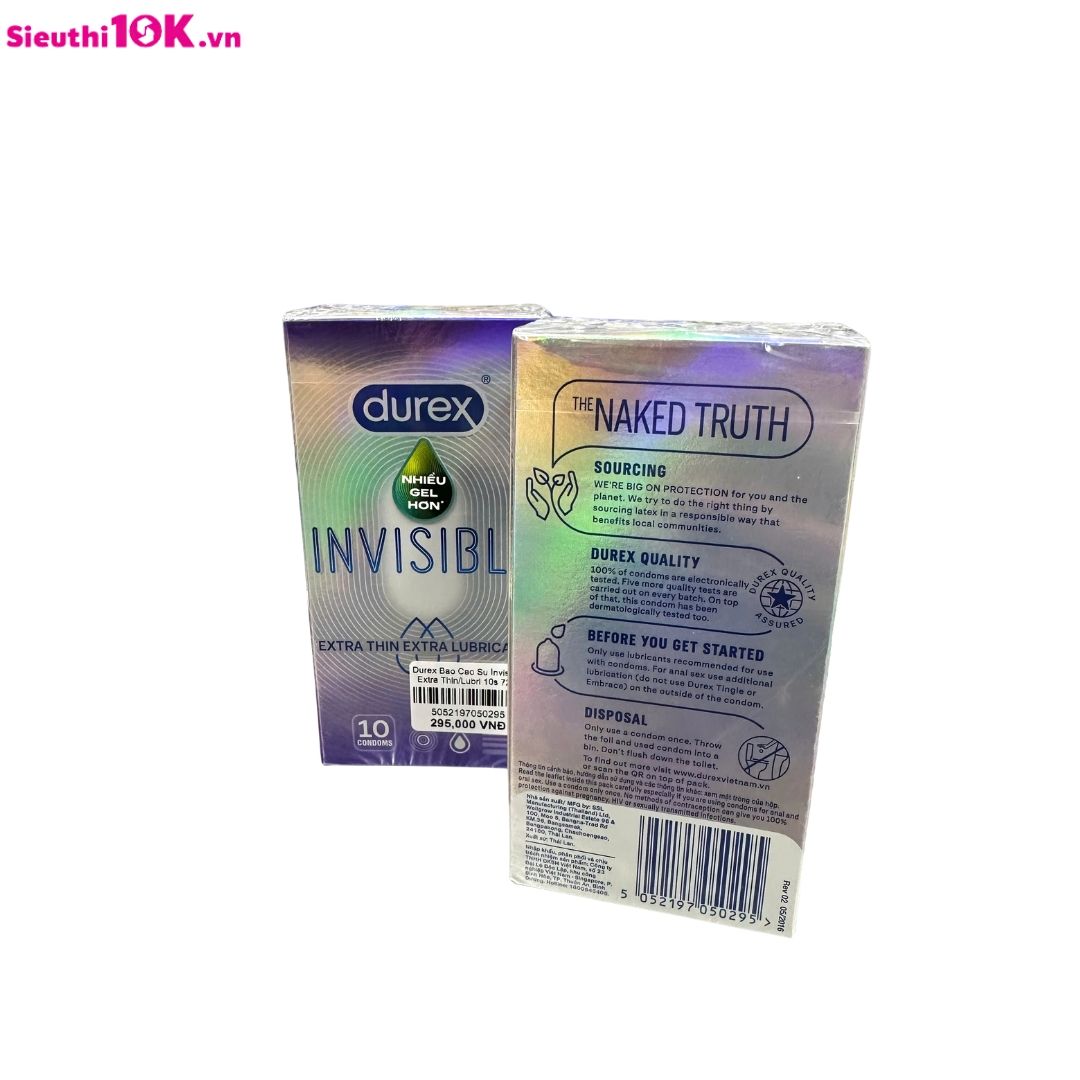  Durex Bao Cao Su Invisilbe Extra Thin/Lubri 10s 72/T 