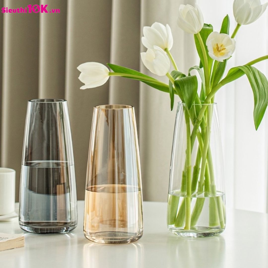  Bình Hoa Thủy Tinh Trụ Bo Góc Sz22 (trộn màu) 36/T 