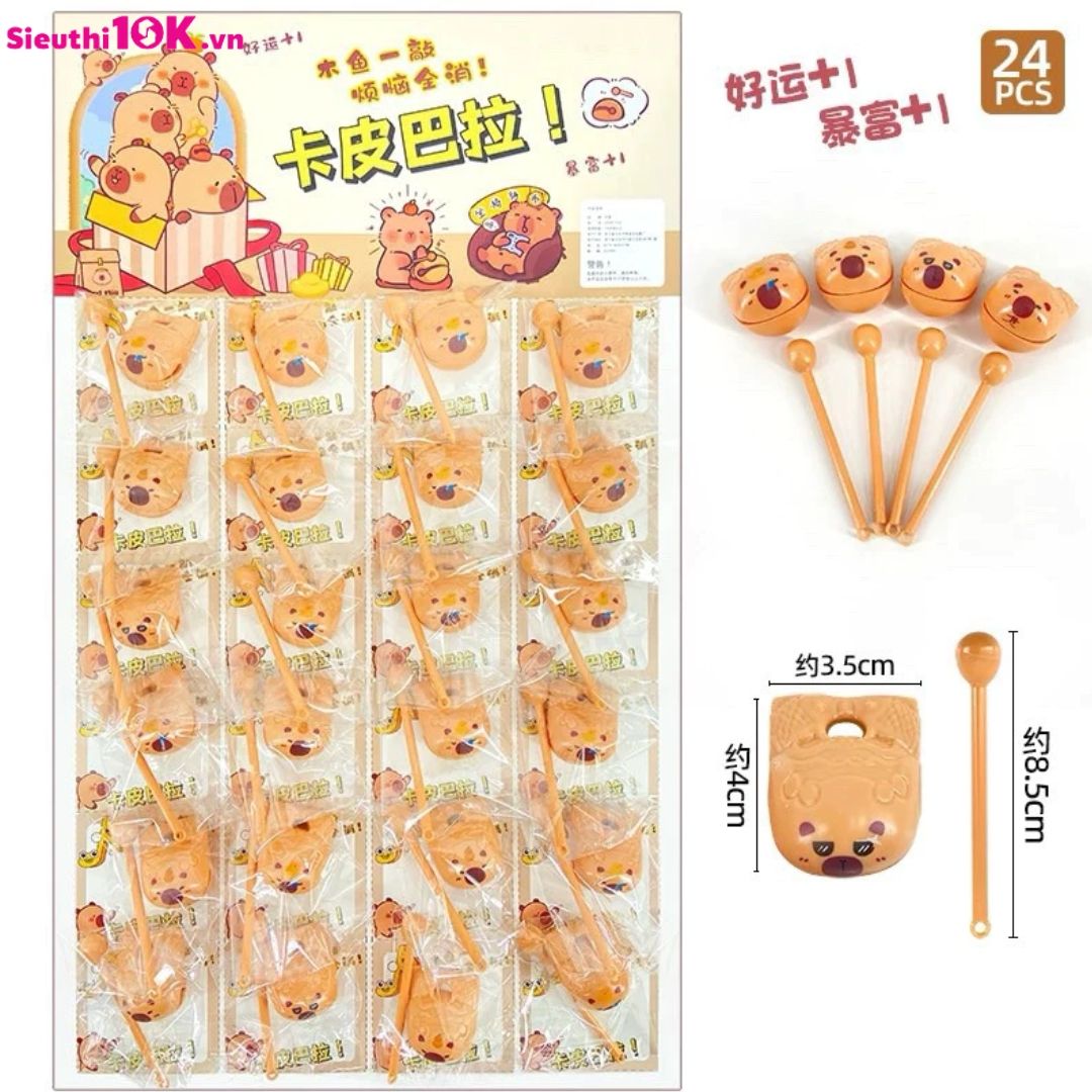  Bộ Gõ Mõ Capybara Giúp Thí Chủ Tịnh Tâm Nhỏ 24Bộ/Vỉ 