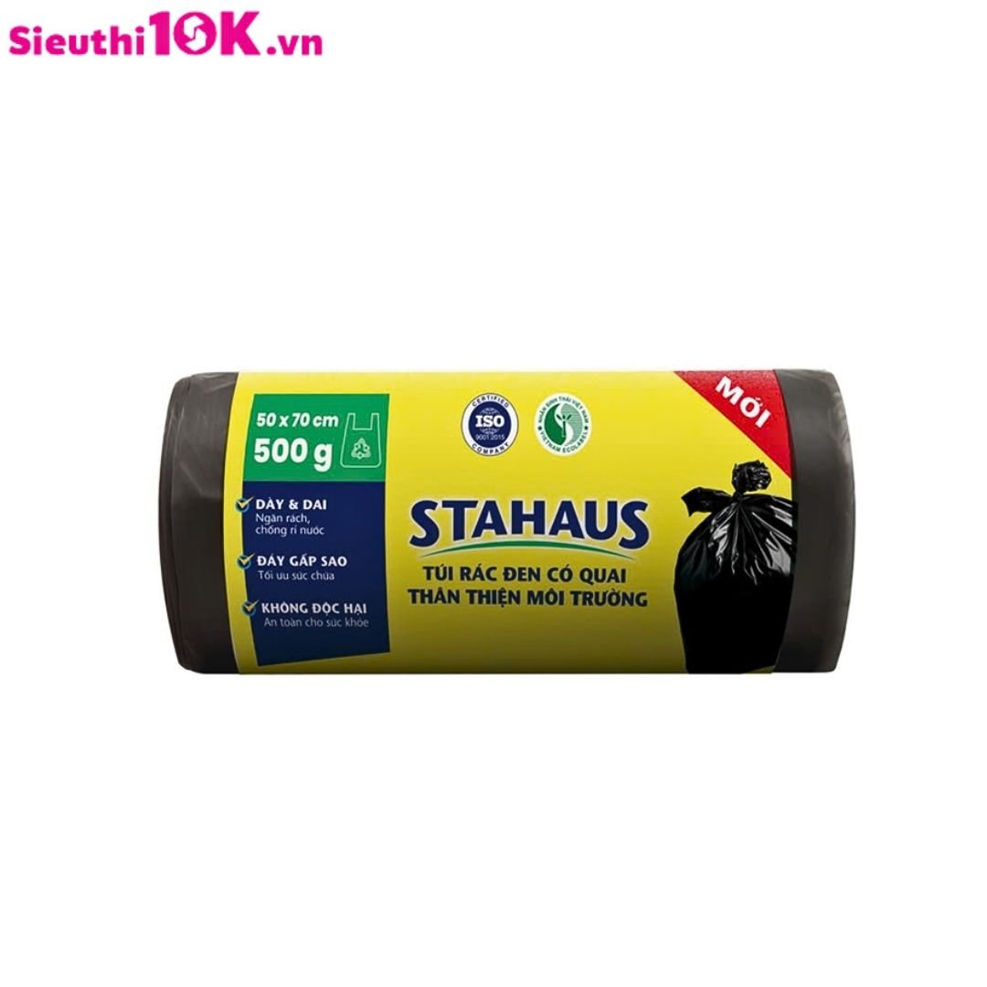  Túi rác TTMT Stahaus có quai 50x70cm (màu đen) (500gr/cuộn) 
