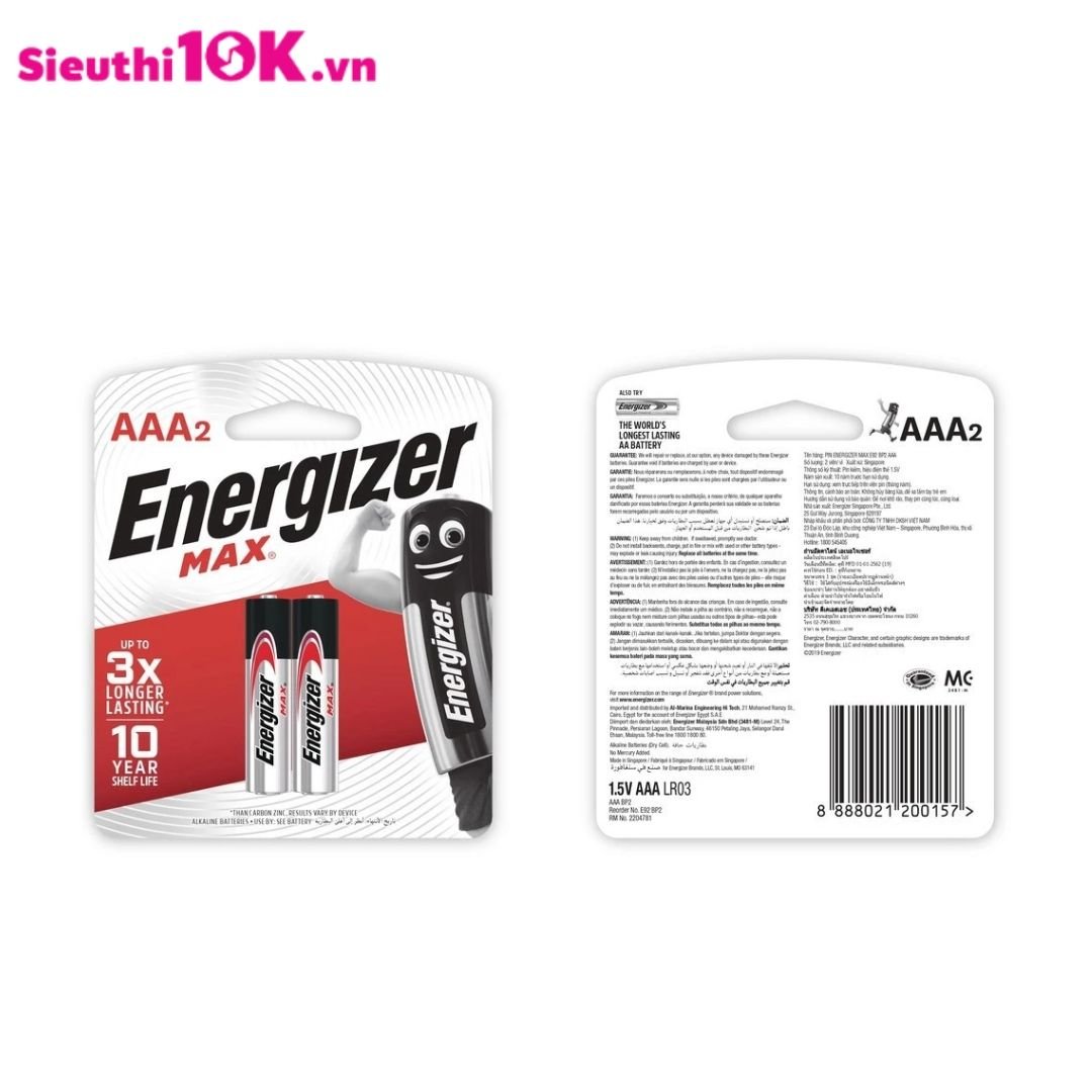  PIN ENERGIZER MAX E92 BP2 AAA 