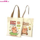  Túi Vải Canvas Phong Cách Hàn Quốc, In Hoạ Tiết Capybara 