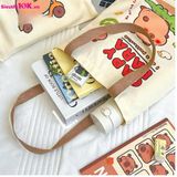  Túi Vải Canvas Phong Cách Hàn Quốc, In Hoạ Tiết Capybara 