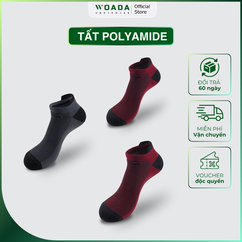  [COMBO 3] Vớ Nam Thể Thao Cổ Ngắn Chất Liệu Polyamide Siêu Bền Thương Hiệu Woada LK801 