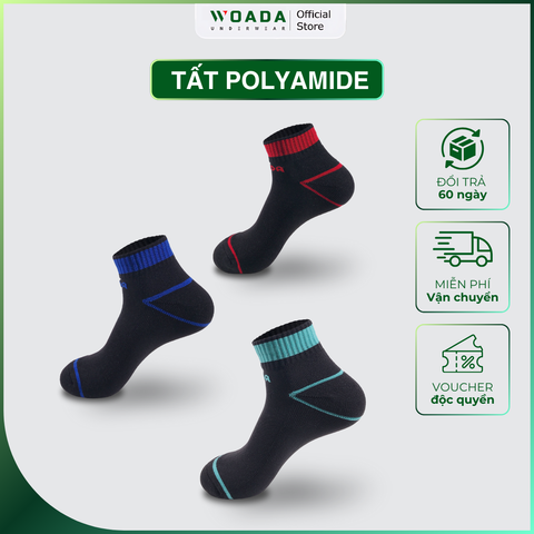  [COMBO 3] Vớ Nam Dáng Thể Thao Chất Liệu Polyamide Siêu Nhẹ Thương Hiệu Woada LK802 