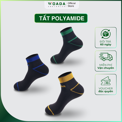  [COMBO 3] Vớ Nam Dáng Thể Thao Chất Liệu Polyamide Siêu Nhẹ Thương Hiệu Woada LK802 