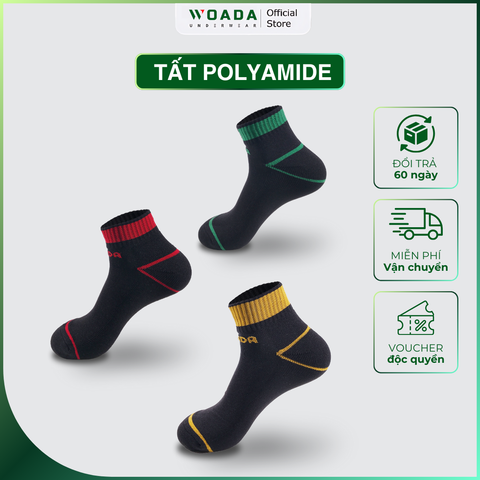 [COMBO 3] Vớ Nam Dáng Thể Thao Chất Liệu Polyamide Siêu Nhẹ Thương Hiệu Woada LK802 