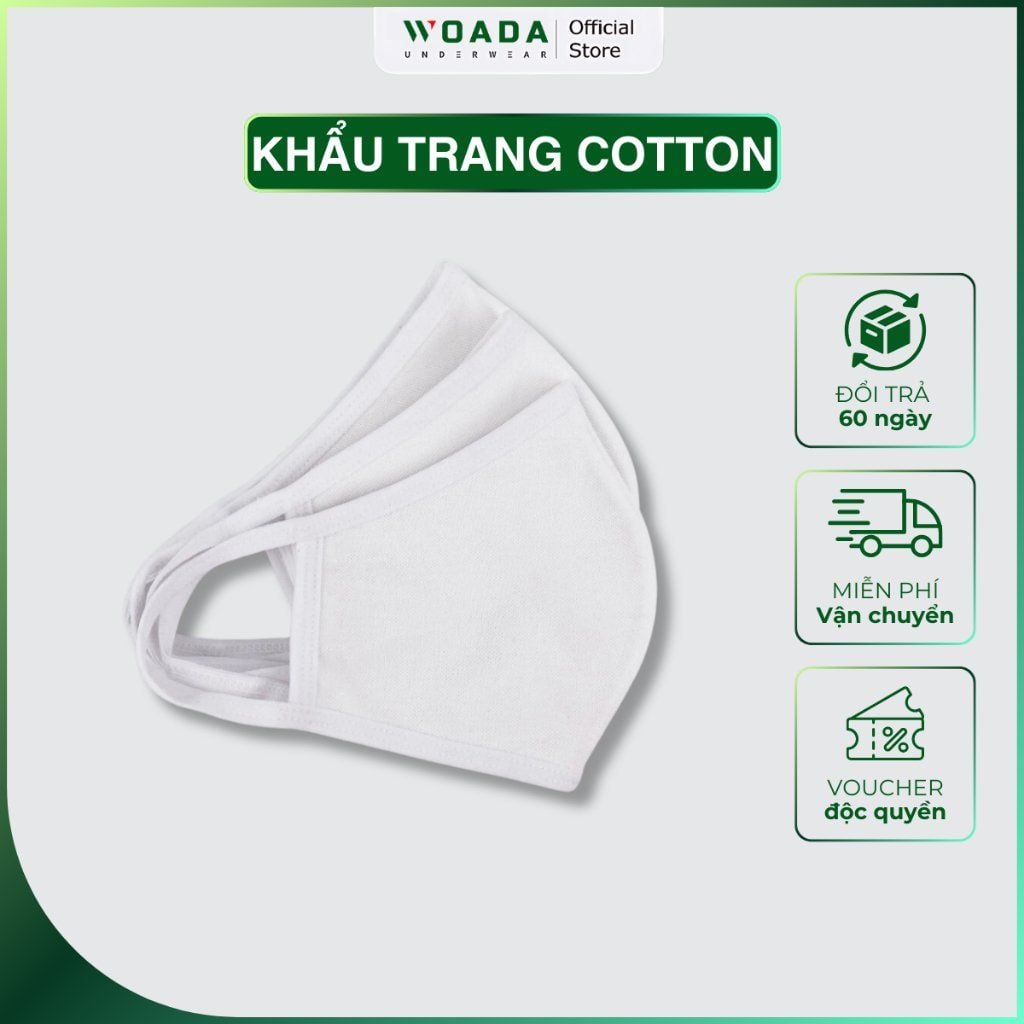  [COMBO 3] Khẩu Trang Vải Chất Liệu Cotton Thoáng Khí Cao Cấp Thương Hiệu WOADA LKKT01 