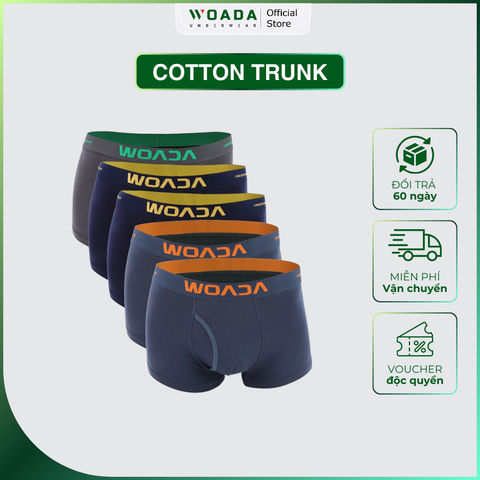  [COMBO 5] Quần Lót Nam Dáng Trunk Chất Liệu Cotton Cao Cấp Thương Hiệu Woada LK010 