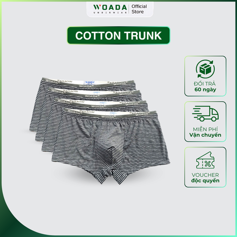  [COMBO 4] Quần Lót Nam Dáng Trunk Chất Liệu Cotton Cao Cấp Thương Hiệu WOADA LK126 