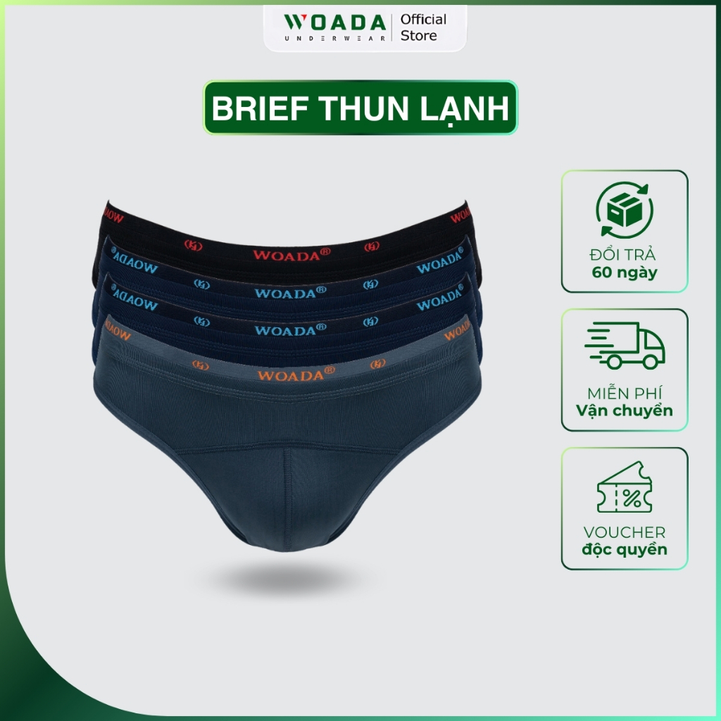  [COMBO 4] Quần Lót Nam Dáng Brief Chất Liệu Thun Lạnh 4 Chiều Thoáng Mát Thương Hiệu WOADA LK111 