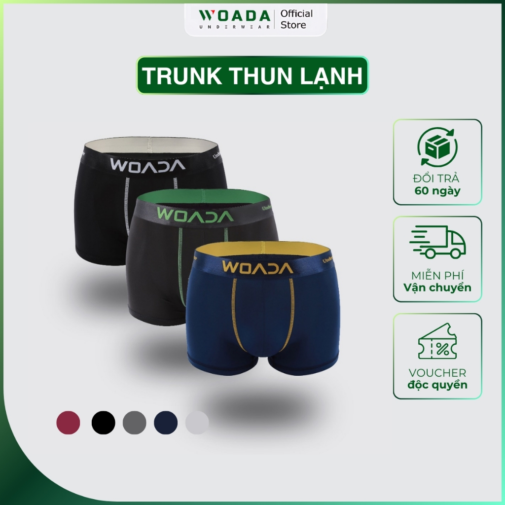  [COMBO 3] Quần Lót Nam Dáng Trunk Chất Liệu Thun Lạnh 4 Chiều Kháng Khuẩn Thương Hiệu Woada LK115 