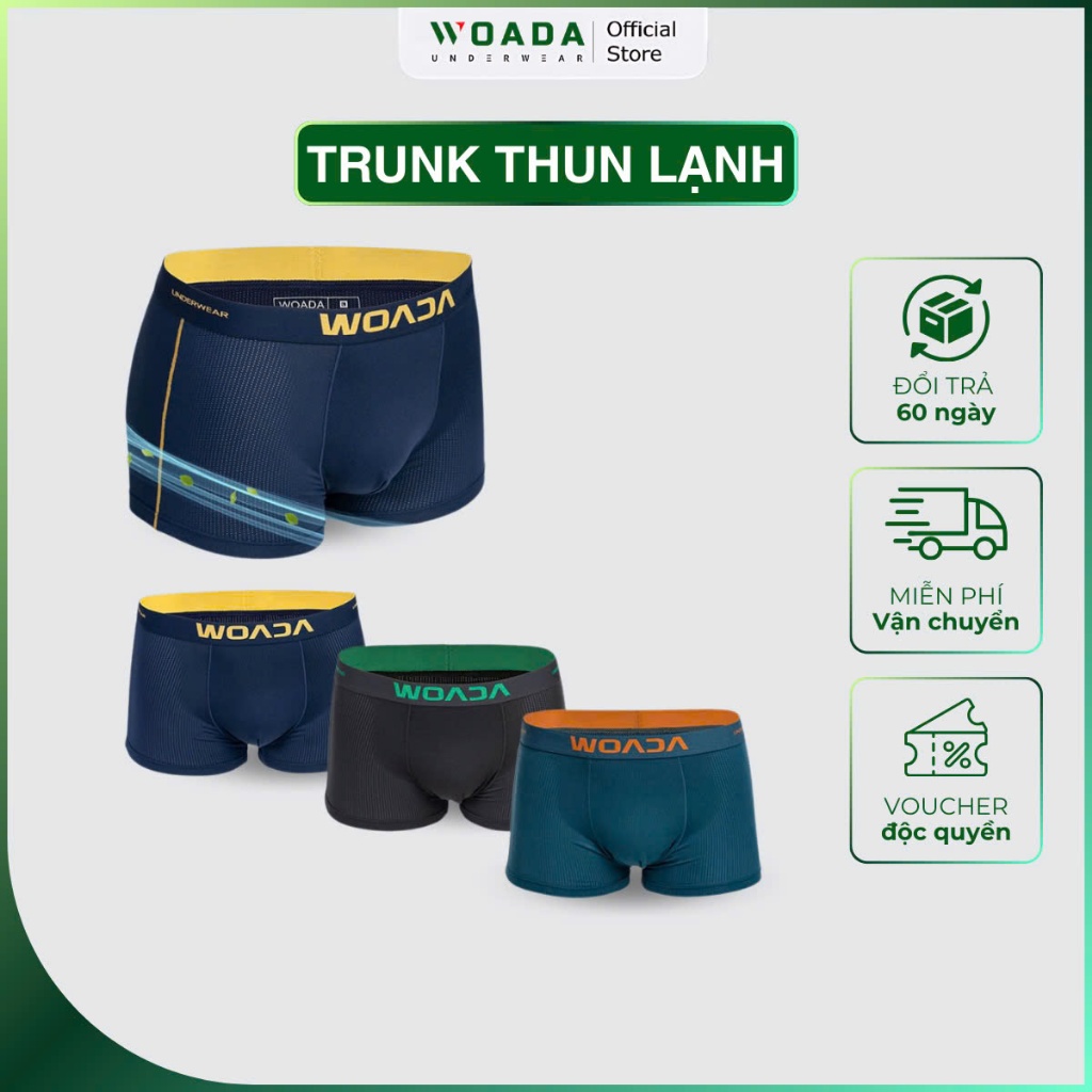  [COMBO 3] Quần Lót Nam Dáng Trunk Chất Liệu Thun Lạnh Kháng Khuẩn Thương Hiệu WOADA LK118 