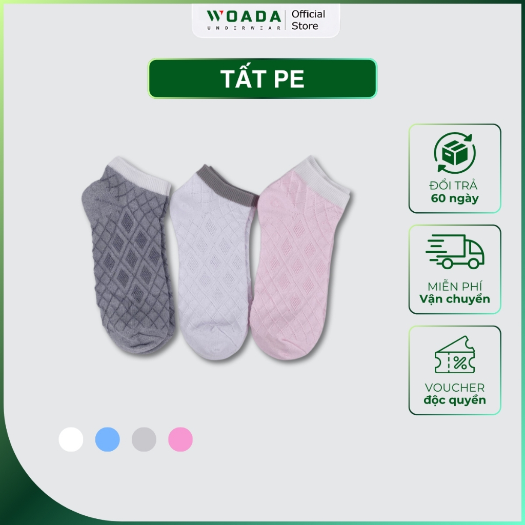  [COMBO 3] Vớ Họa Tiết Hình Thoi Chất Liệu PE Mềm Mại Thương Hiệu Woada LK216 