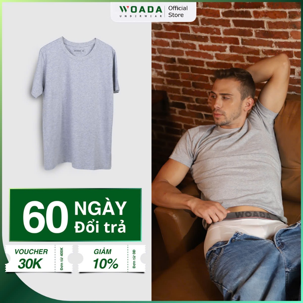  Áo Thun Nam Tay Ngắn Chất Liệu Cotton Cao Cấp Thoáng Mát WOADA LKA14 