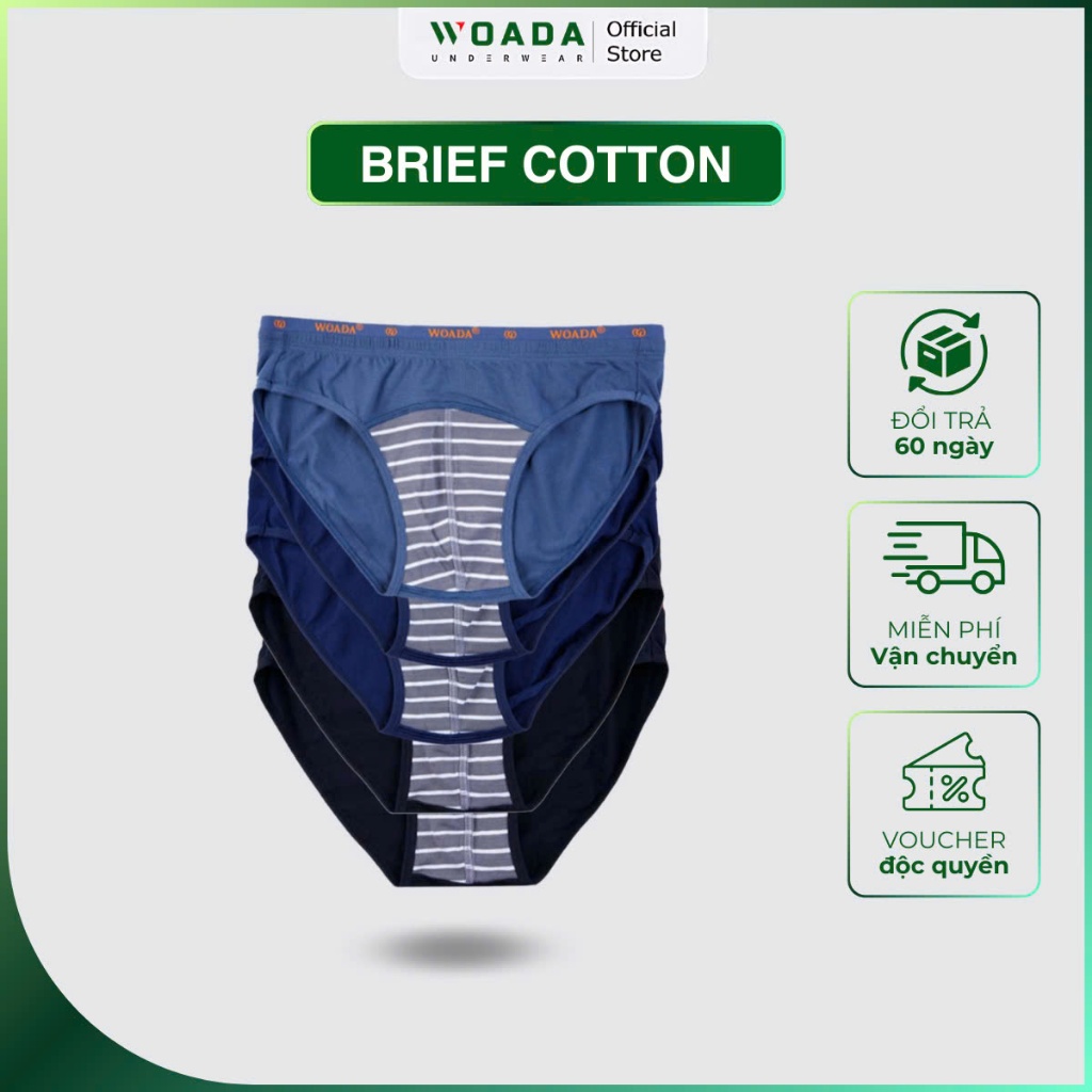  Quần Lót Nam Chất Liệu Cotton Phối Sọc 2 Lưng Thương Hiệu Woada LK006S 