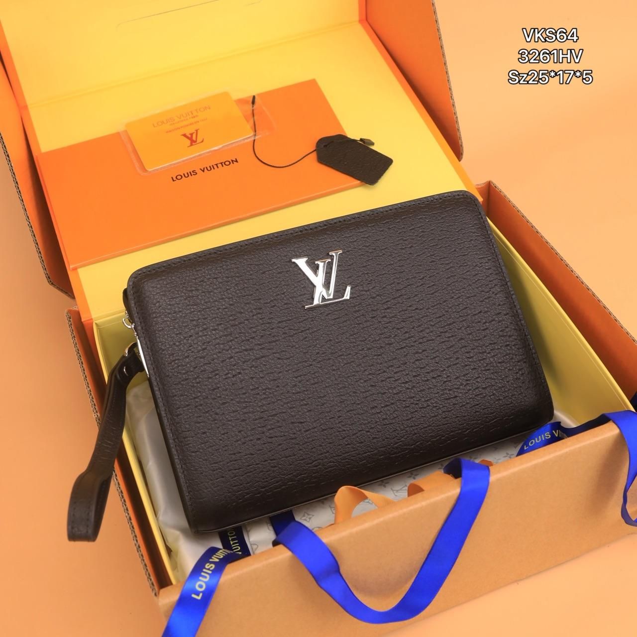 VKS64 Ví Khóa Số, Ví Nam Cầm tay, Clutch Cầm Tay Nam Da Bò Louis Vuitton
