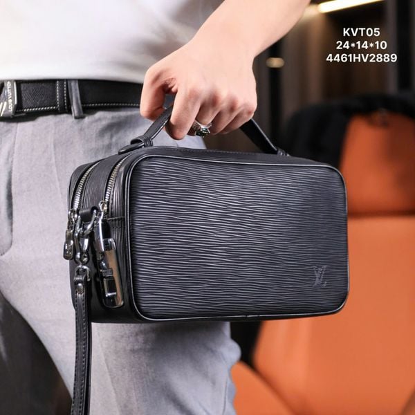 KVT05 Ví Khóa Vân Tay,Ví Khóa Số, Ví Nam Cầm tay, Clutch Cầm Tay Nam Da Bò Louis Vuitton