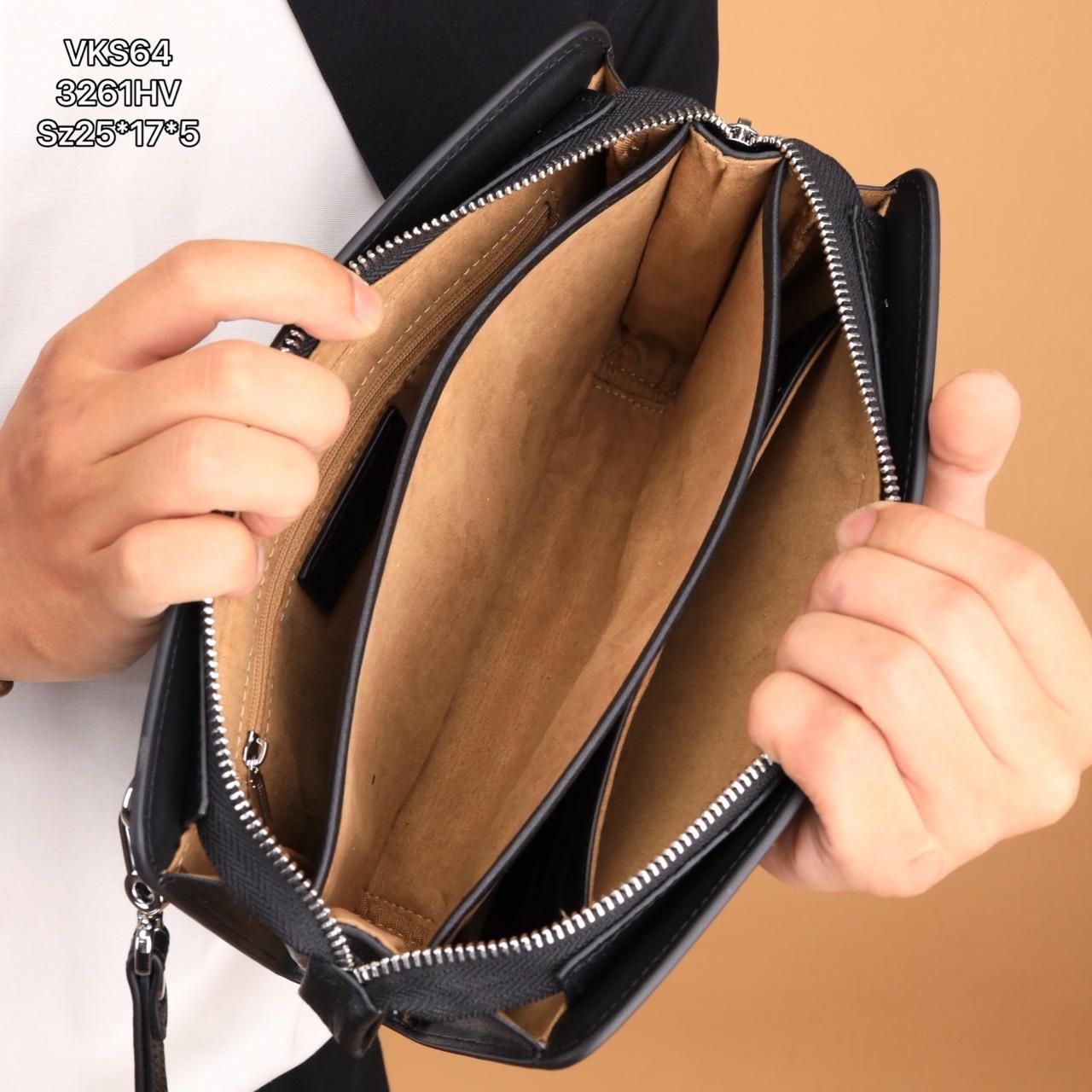 VKS64 Ví Khóa Số, Ví Nam Cầm tay, Clutch Cầm Tay Nam Da Bò Louis Vuitton