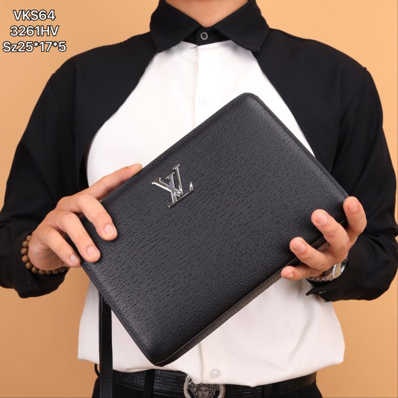 VKS64 Ví Khóa Số, Ví Nam Cầm tay, Clutch Cầm Tay Nam Da Bò Louis Vuitton