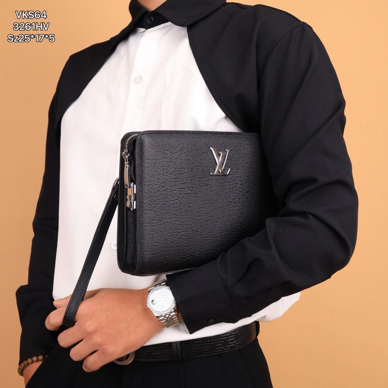 VKS64 Ví Khóa Số, Ví Nam Cầm tay, Clutch Cầm Tay Nam Da Bò Louis Vuitton