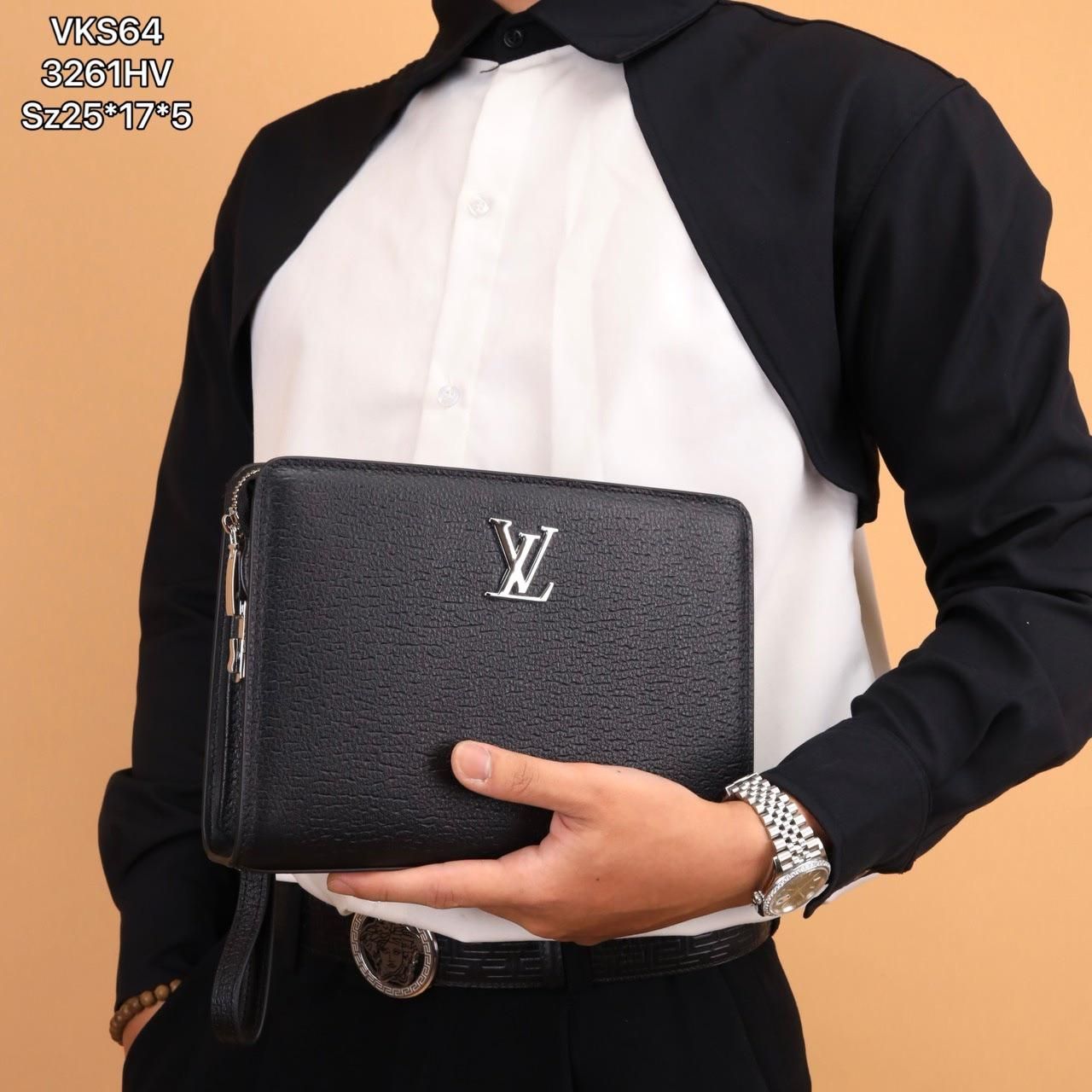 VKS64 Ví Khóa Số, Ví Nam Cầm tay, Clutch Cầm Tay Nam Da Bò Louis Vuitton