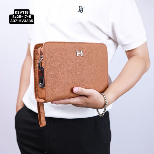 KSVT19 Ví Khóa Vân Tay,Ví Khóa Số, Ví Nam Cầm tay, Clutch Cầm Tay Nam Da Bò Hermes